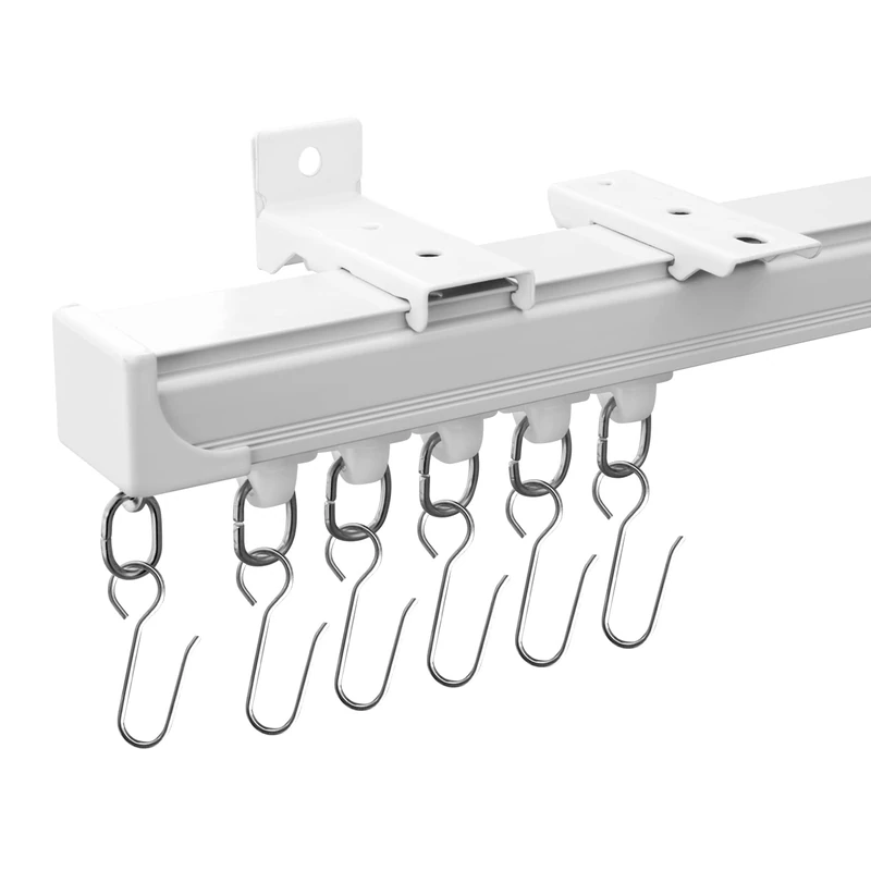 MaKefeile Curtain Tracks Ceiling Wall Mounted Heavy-Duty Curtains Rails Room Divider Curtain Track for Living Room Bedroom Room Shower Divider White 3 ft To 9 ft