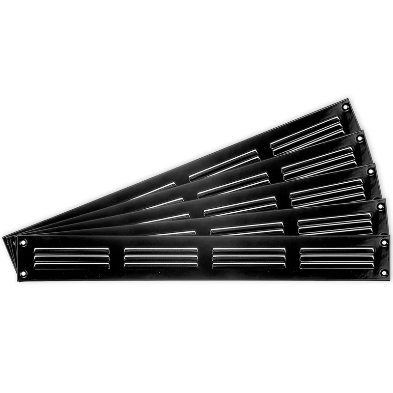 5-Pack 16" x 2" Inch / 400 x 50 mm Black Air Vent Cover - Steel Return Air Grilles - for Ceiling and Sidewall - HVAC - with Insect Protection Screen (15.74 x 1.97 Inch, Black)