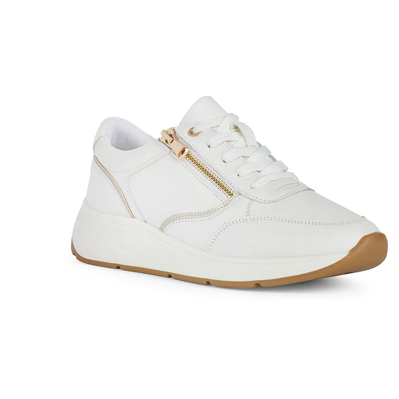 Geox Women's D Cristael E Sneaker, White, 2 UK