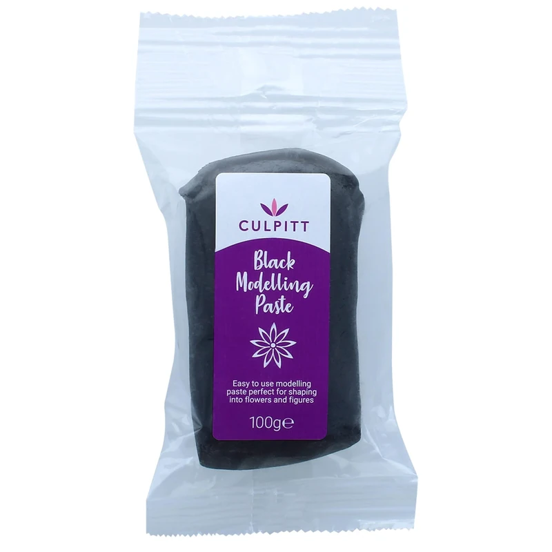 Culpitt Modelling Paste, Black, Sugarpaste, Gumpaste For Cake Decorating, Flowers, Animals, Figures, Models - Sets Hard, 100g