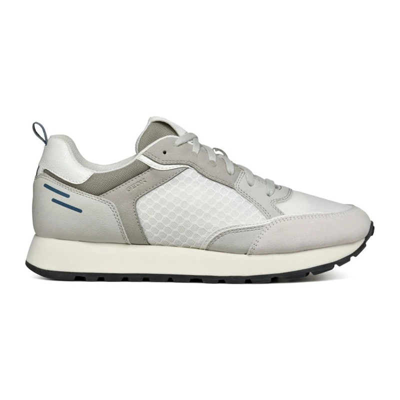 Geox Mens U Partenio Sneaker, Off White Lt Grey, 10.5 UK