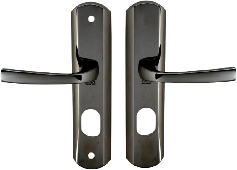 Vachette MUZE - Armoured Door Handle on Plate for Landing Door - Key Version I for Landing Door - Hole Spacing 195 mm - Durable Zamak Material - Black Diamond Finish