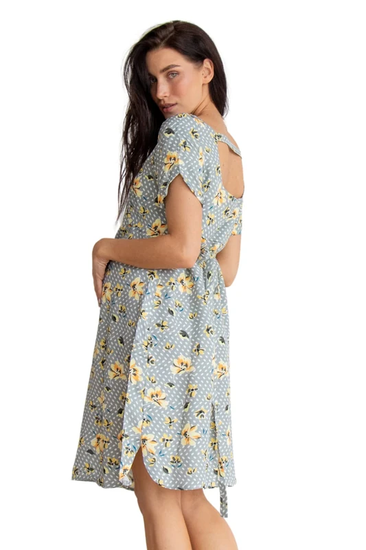 ToBe Women's Delicate Summer Maternity Dress with a Floral Print, Gray, L - Image 1
