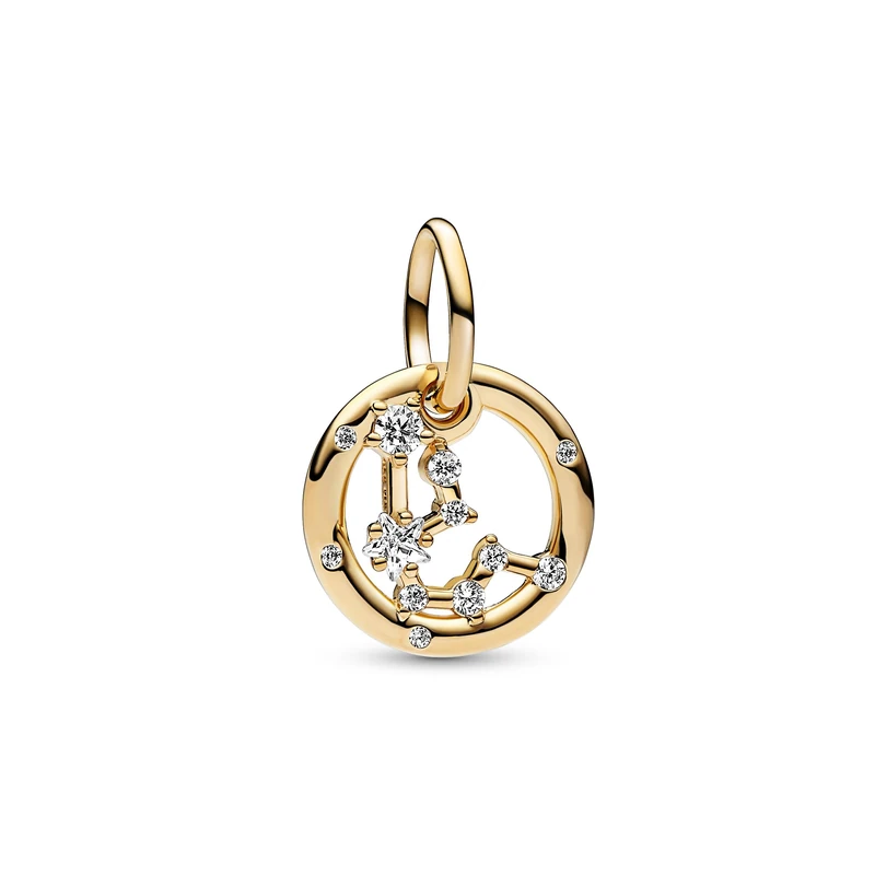 Pandora Moments Aquarius zodiac 14k gold-plated dangle with clear cubic zirconia