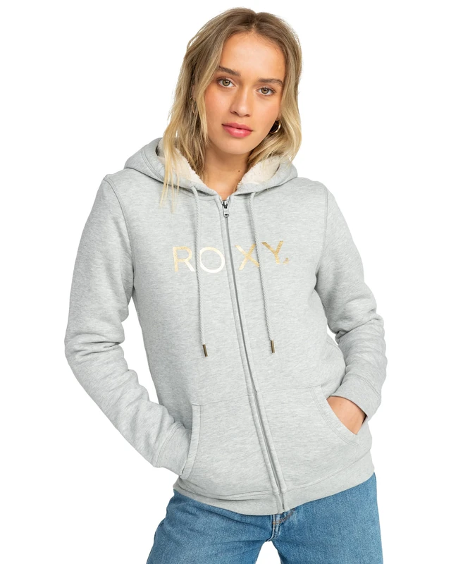 Roxy Womens Itia Zip Sherpa Logo (Sgrh) Vest, Heritage Heather, M UK