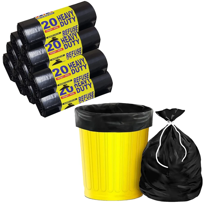 Aspect Black Bin Bags 200 Count for Household Garbage Capacity 75L–Strong Black Refuse Sacks–Bin Liners for Everyday use, Office, Kitchen, Restaurant–Rubbish Garbage Bags(72x85cm)