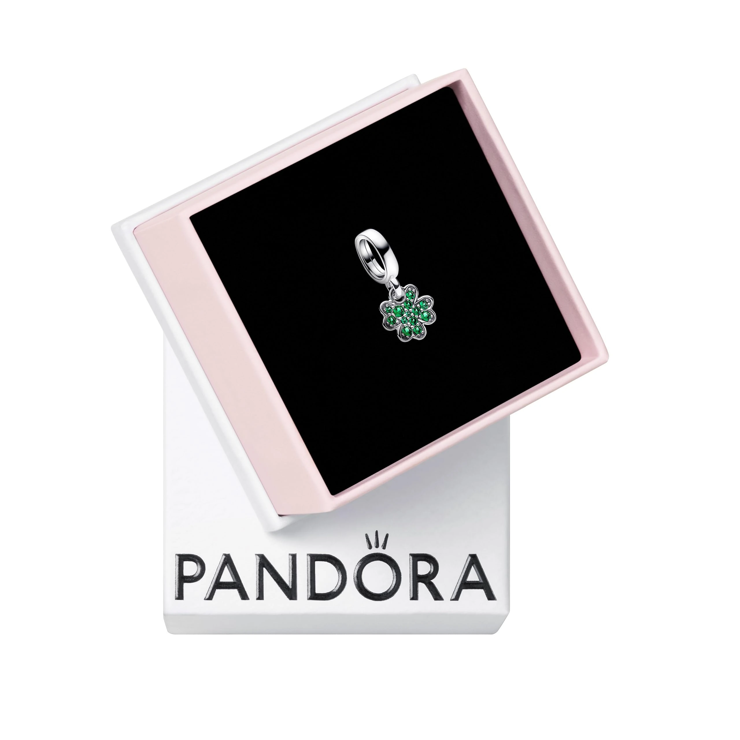 Pandora Moments Clover sterling silver dangle with royal green crystal