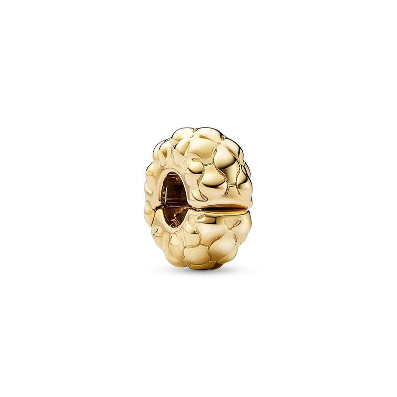 Pandora Moments Studded pattern 14k gold-plated clip with silicone grip