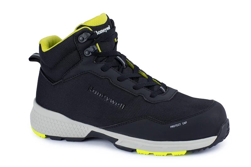 Honeywell Agile Runner S1P Industrial Safety Shoes for Men & Women, Low-Cut Style, 3D Mesh Lining, Rubber Outsole, Wear-Off Indicators, Yellow, Size 4 UK, 6250128-37