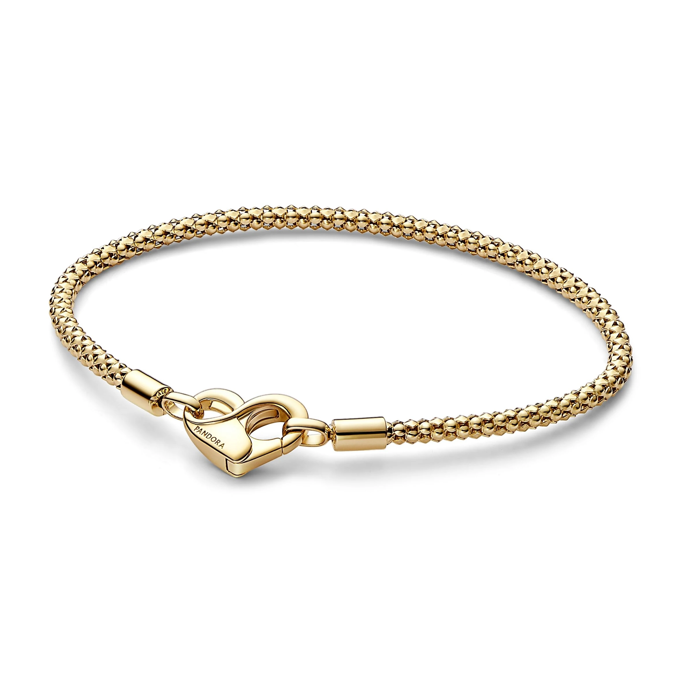 Pandora Moments Studded chain 14k gold-plated bracelet with heart clasp, 16