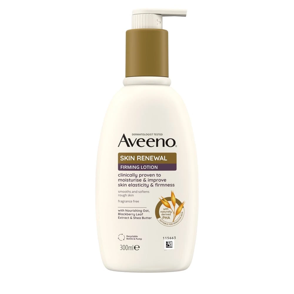 Aveeno Skin Renewal Firming Lotion (1x 300ml), Firming Body Lotion with Nourishing Prebiotic Oat, Shea Butter, 4% Naturally-Derived PHA and Blackberry Leaf Extract