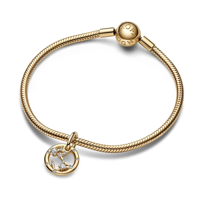 Pandora Moments Pisces zodiac 14k gold-plated dangle with clear cubic zirconia