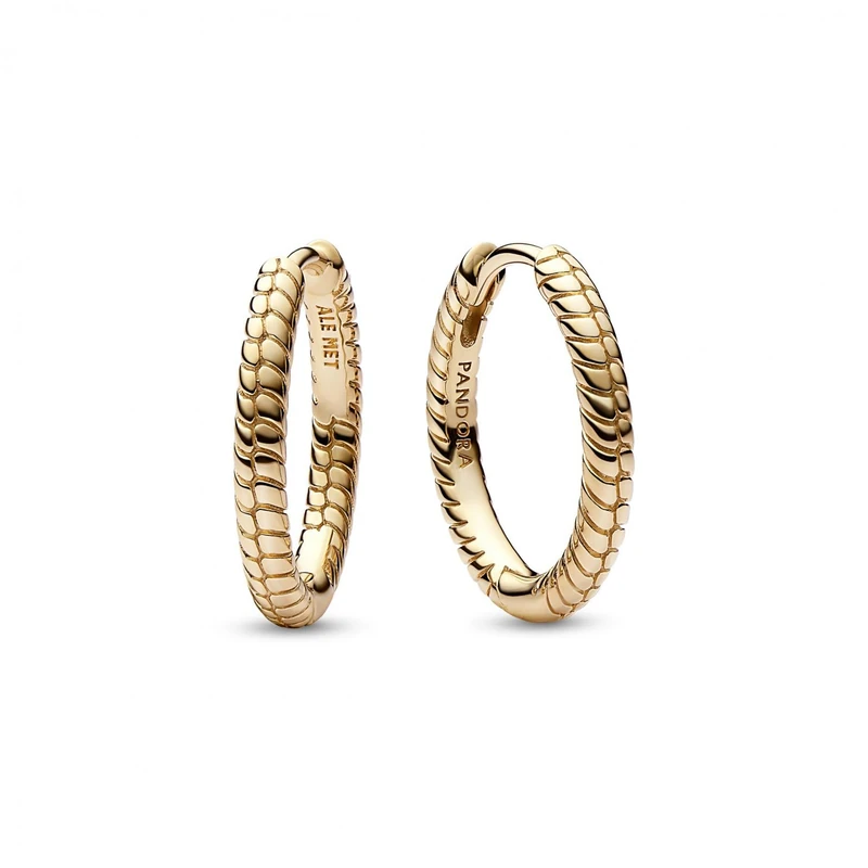 Pandora Moments Snake chain pattern 14k gold-plated hoop earrings