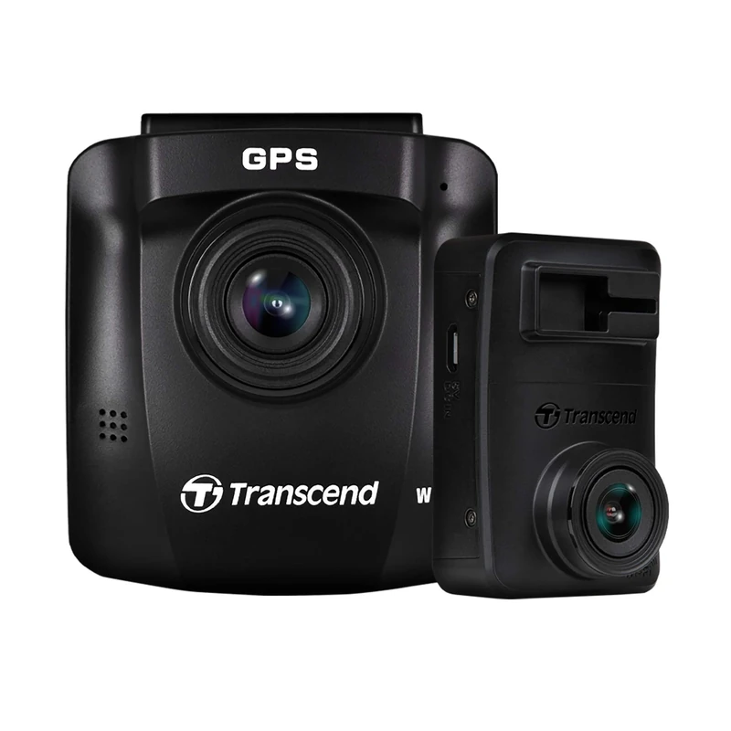 Transcend DrivePro 620 Front and Rear 2K+1080P Dual Dash Cam with 2 x 64GB MicroSD, GPS/GLONASS, Wi-Fi App, Built-in Battery & Smart Safety Alerts TS-DP620A-64G
