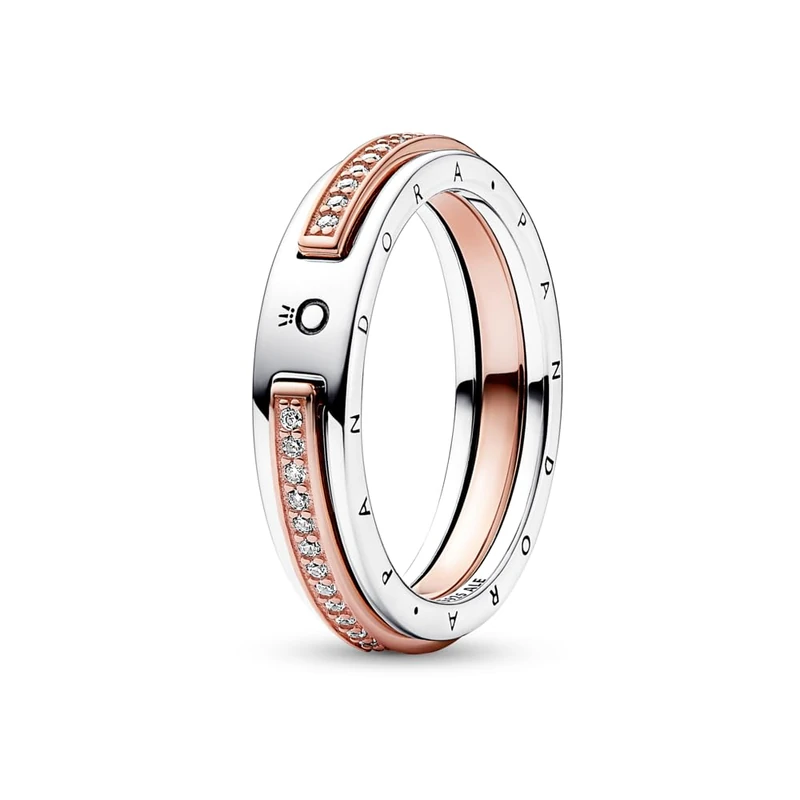 Pandora Signature Two-tone Logo & Pavé Ring, 48