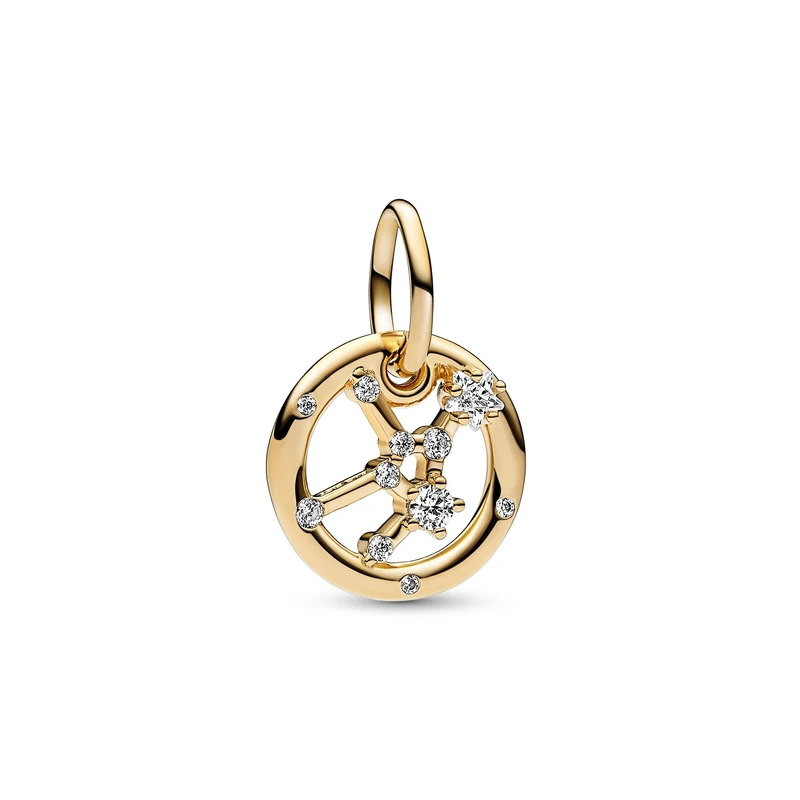 Pandora Moments Virgo zodiac 14k gold-plated dangle with clear cubic zirconia