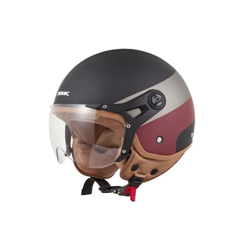 KSK Jet Seven Helmet Black and Red, Size S (55-56cm)