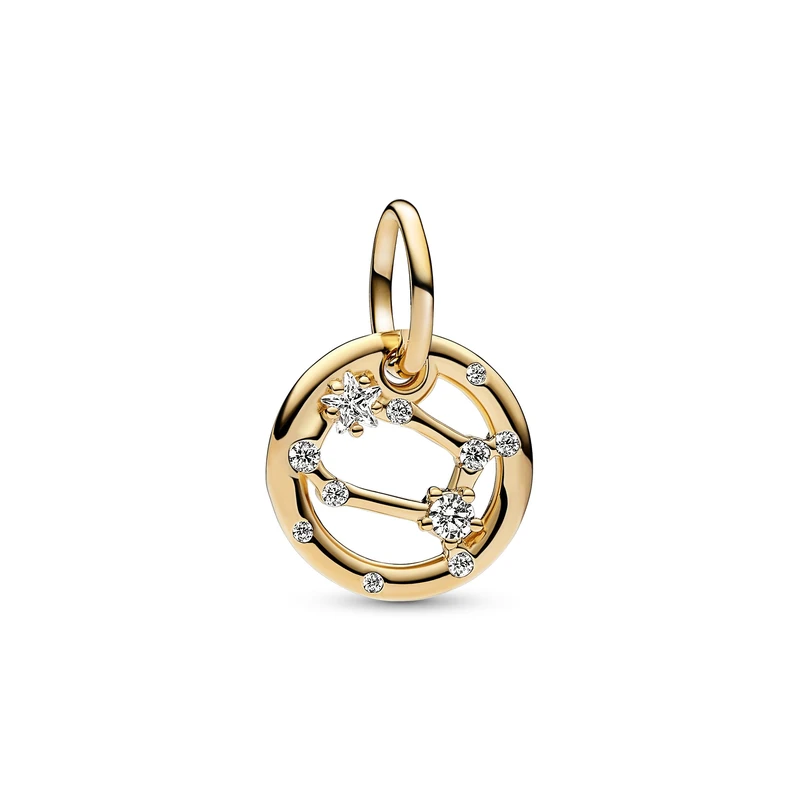 Pandora Moments Gemini zodiac 14k gold-plated dangle with clear cubic zirconia