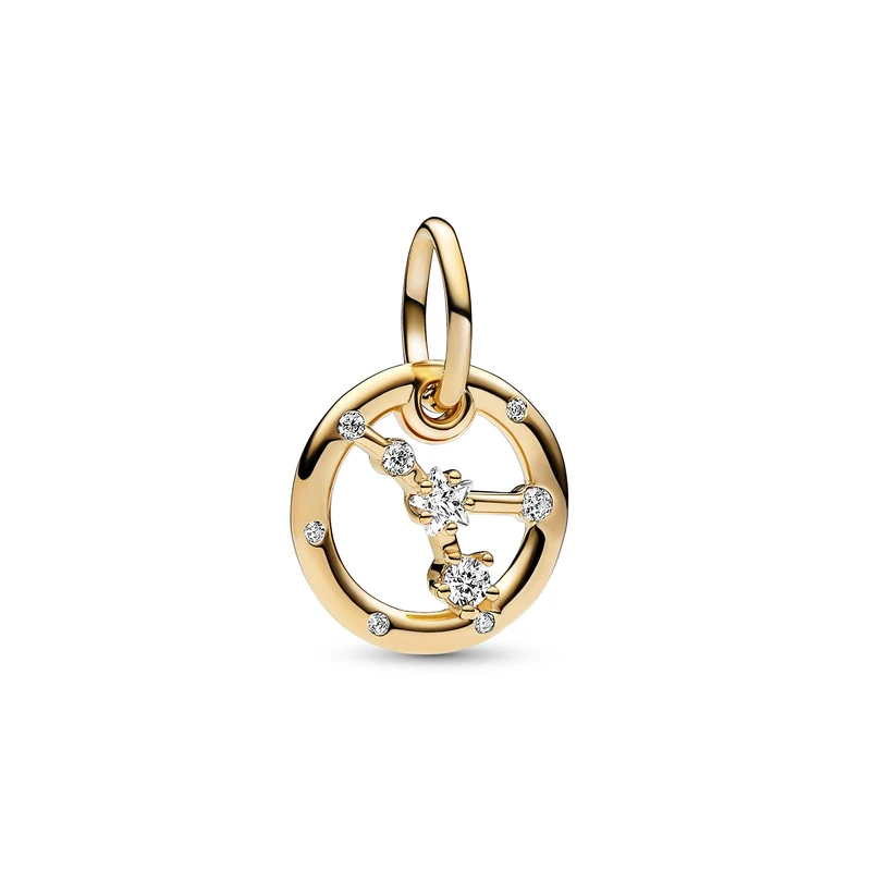 Pandora Moments Cancer zodiac 14k gold-plated dangle with clear cubic zirconia