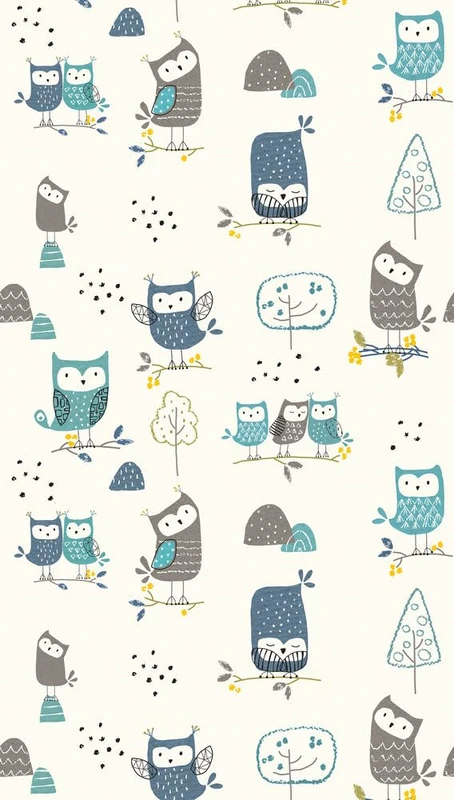 A.S. Création Non-Woven Wallpaper - Owls Wallpaper in Cream, Blue and Brown - Wall Wallpaper for Various Rooms - XXL Wall Picture 2.80 m x 1.59 m