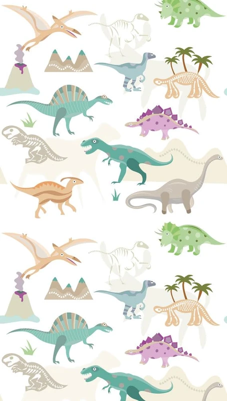 A.S. Création Non-Woven Wallpaper - Dino Wallpaper in Cream, Purple and Green - Wall Wallpaper for Various Rooms - XXL Wall Picture 2.80 m x 1.59 m