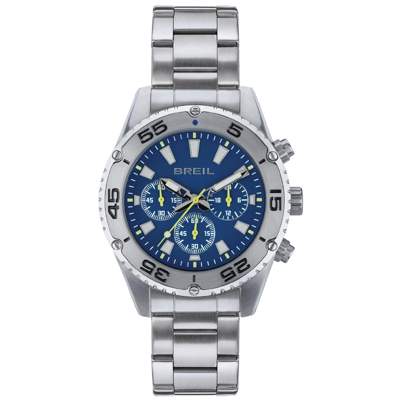Breil Orologio Cronografo Uomo Sprinter Classico cod. TW1997, Silver/Blue, One Size, Bracelet
