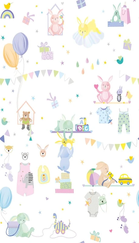 A.S. Création Non-Woven Wallpaper - Rabbit Wallpaper in Purple, Pink and Yellow - Wall Wallpaper for Various Rooms - XXL Wall Picture 2.80 m x 1.59 m