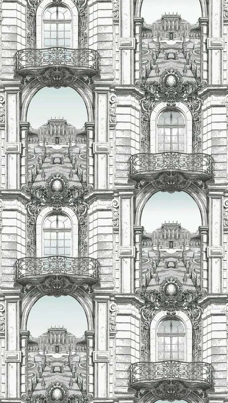 Livingwalls Non-Woven Wallpaper - Balcony Wallpaper in Black, Grey and White - Wall Wallpaper for Various Rooms - Wall Picture XXL 2.80 m x 1.59 m