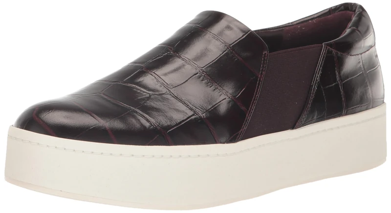 Vince Womens Warren Platform Slip On Fashion Sneakers, Plum Wine Croco Leather, 5.5 UK