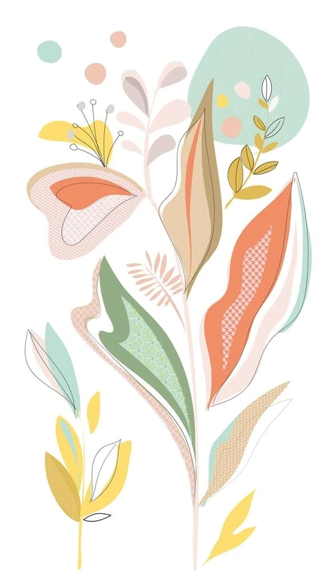 Livingwalls Non-Woven Wallpaper Flowers in White, Green and Orange - Wall Wallpaper for Various Rooms - XXL Wall Picture 2.80 m x 1.59 m