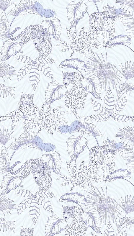 A.S. Création Non-Woven Wallpaper - Leopard Wallpaper in White, Blue and Purple - Wall Wallpaper for Various Rooms - XXL Wall Picture 2.80 m x 1.59 m