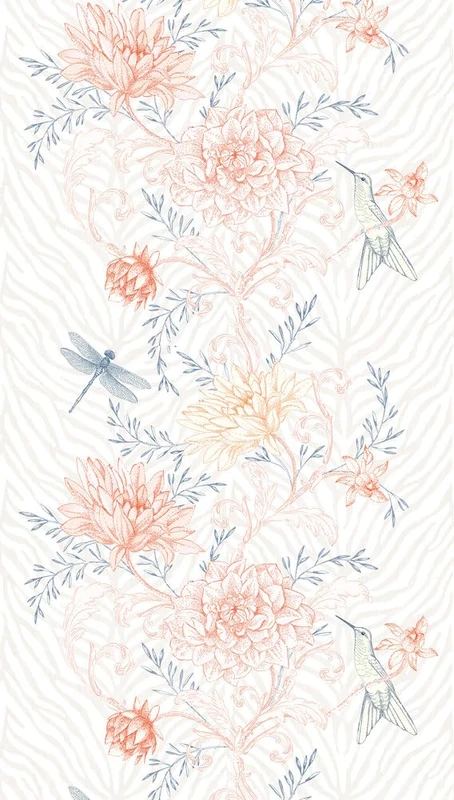 A.S. Création Non-Woven Wallpaper - 3D Wallpaper Flowers in Orange, Blue and Cream - Wall Wallpaper for Various Rooms - XXL Wall Picture 2.80 m x 1.59 m