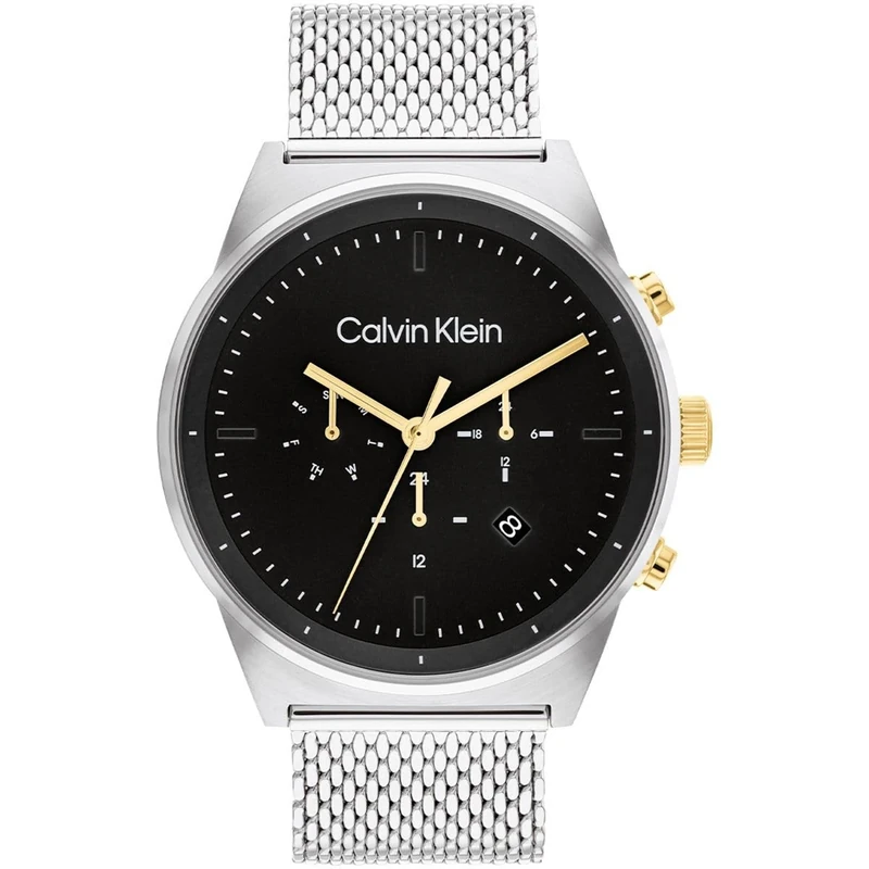 Calvin Klein Analogue Multifunction Quartz Watch for Men CK Impressive Collection with Silver Stainless Steel Mesh Bracelet - 25200296
