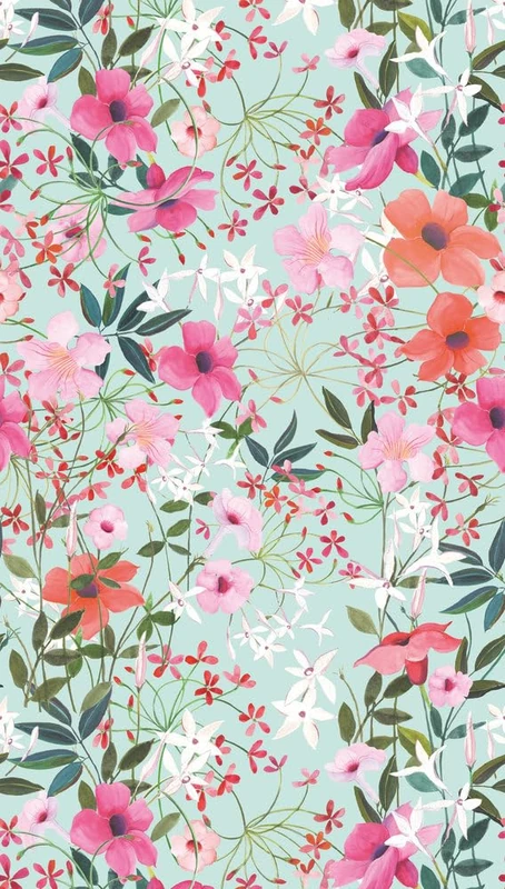A.S. Création Non-Woven Wallpaper Flowers in Turquoise, Green and Pink - Wall Wallpaper for Various Rooms - XXL Wall Picture 2.80 m x 1.59 m