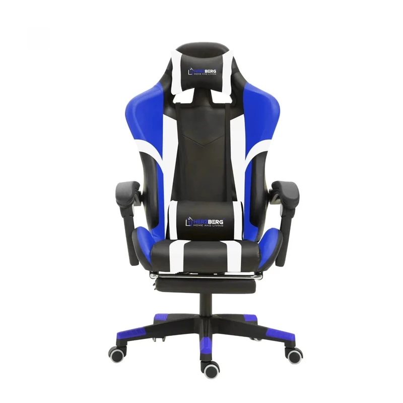 Herzberg Home & Living Herzberg Hg-8083: Tricolor Gaming And Office Chair With Linear Accent Blue