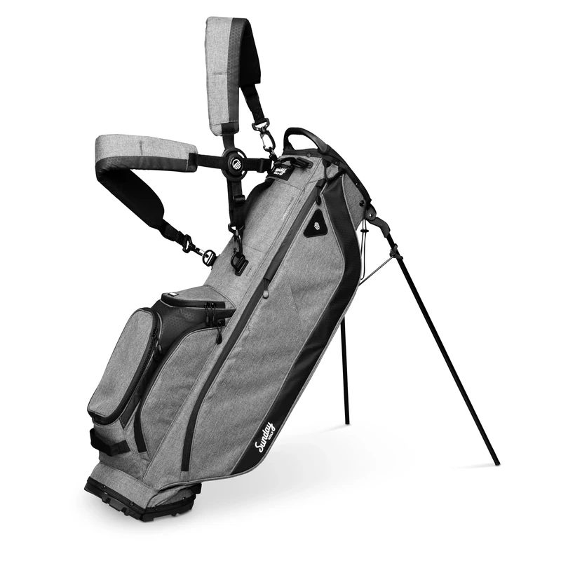 Sunday Golf Ryder Stand Bag:Lightweight Golf Bag, 2.2kg(4.9 lbs), Features Waterproof Zippers,7 Spacious Pockets,Velcro Glove Holder and Rain Hood. Ideal Golf Stand Bag for Up to 14 Clubs,Heather Gray