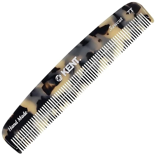 Kent 7T TW All Fine Tooth Pocket Comb for Men - Handmade Hair Comb for Men for Everyday Grooming and Styling - Travel Comb for Hair Care, Mustache and Beard Care, Use Dry or with Balms, Saw Cut and