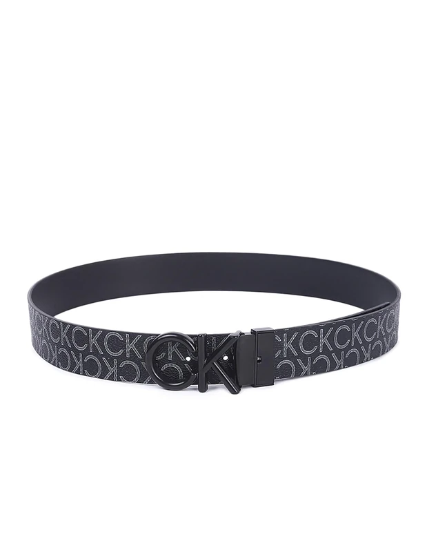 Calvin Klein Men’s Metal Mono Reversible Belt, Black (Ck Black Smooth/Classic Mono), 31,5 inches