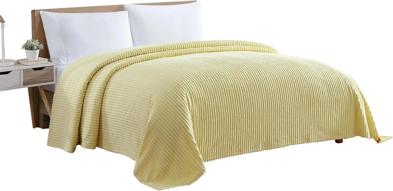 Beatrice Home Fashions Chenille Bedspread, Cotton, Yellow, Full