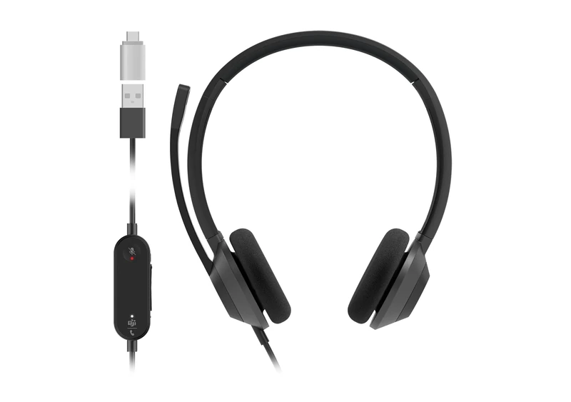 Cisco Headset 322Q USB-C, Wired Dual On-Ear Headphones, Microsoft Teams Controller with USB-C, Carbon Black, 2-Year Limited Liability Warranty (HS-W-322Q-C-USBC)