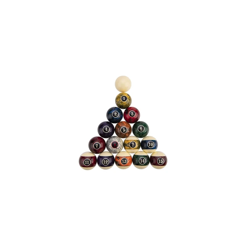 1001jouetsfr Set of 16 Pool Balls – 57 mm Resin – American Pool Table – Granite Model - Image 1