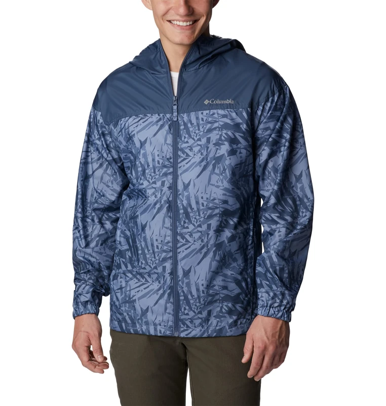 Columbia Men's Flash Challenger Novelty Windbreaker, Coll Navy Explorer Multi Print,Coll Navy, XXL - Image 1