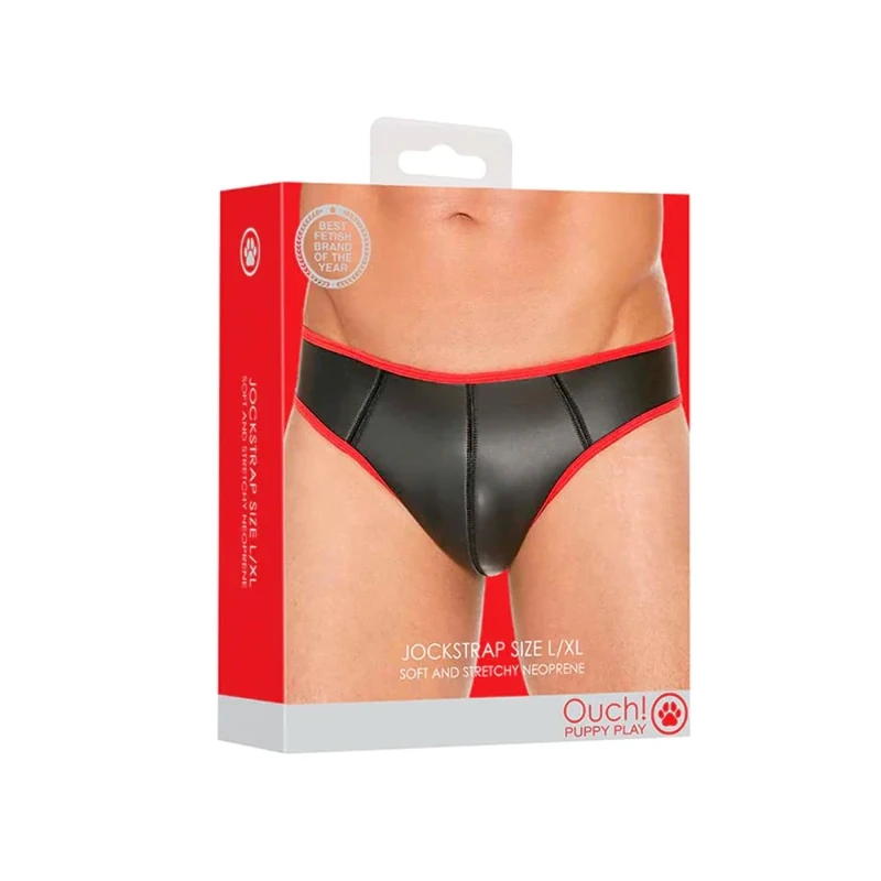 OUCH Puppy Play - Jockstrap NEOPRENO - Rojo - Image 1