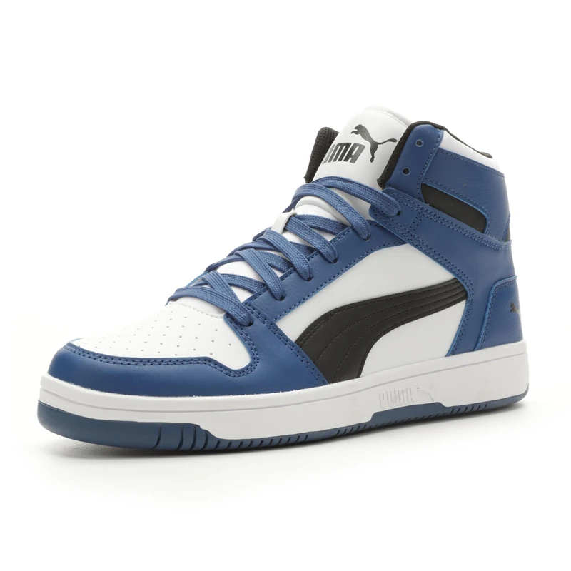 PUMA Men's Rebound Layup Synthetic Leather Sneaker, White Black-Clyde Royal, 10.5