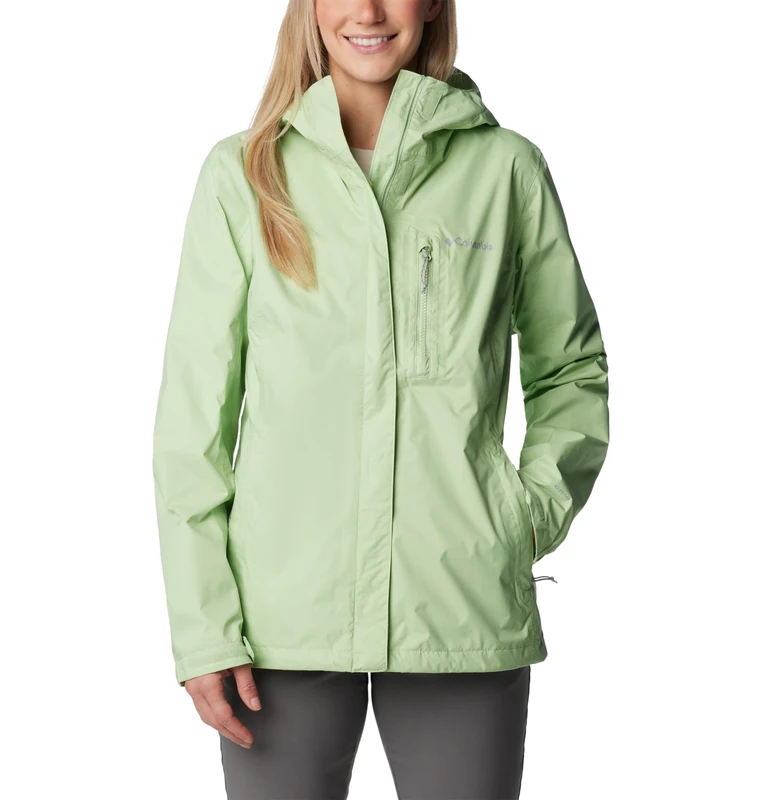 Columbia Women's Pouring Adventure Jacket, Waterproof Rain Jacket, Sage Leaf, Size XS