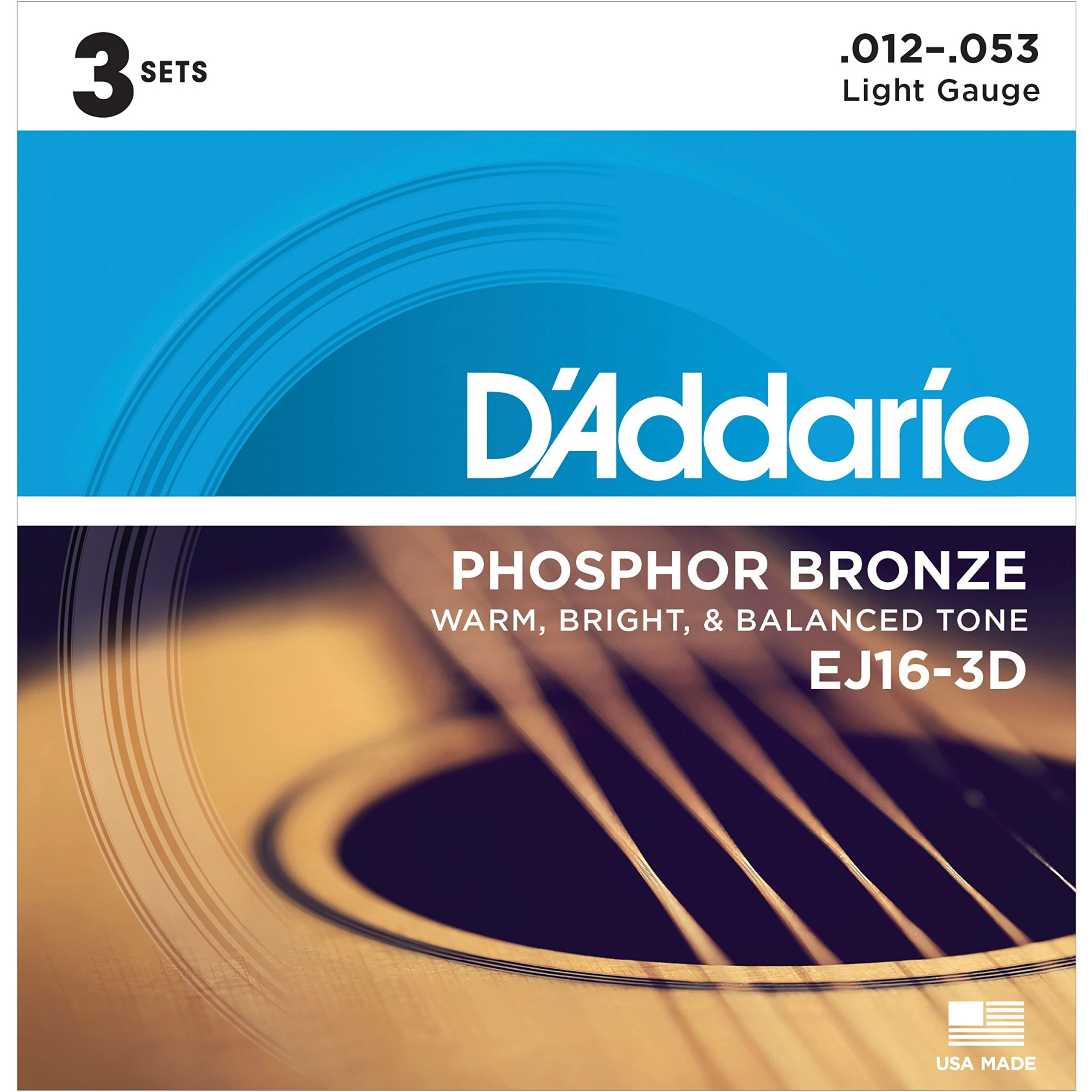 D'Addario A-Guit.Strings EJ16-3D 12-53 Phosphor Bronze 3 Sets - Acustic Guitar Strings