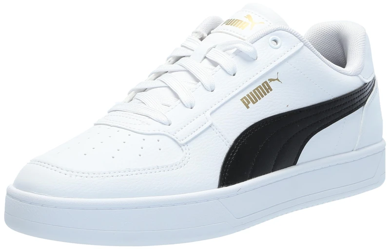 PUMA Men's Caven 2.0 Sneaker, White Black-Gold, 8.5