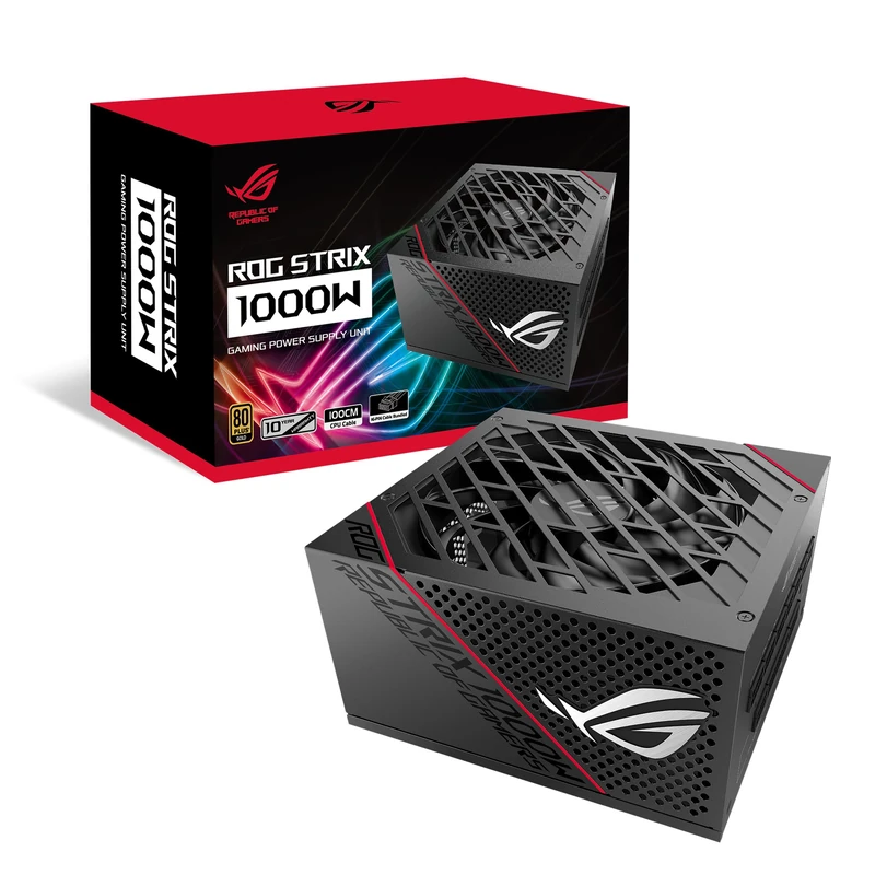 ASUS ROG STRIX 1000W Gold Gaming Power Supply (16-Pin PCIe Cable Incl. 1000 Watt, 80 Plus Gold Certification, 0dB Technology, Axial-Tech Fan, ATX 3.0 Compatible, PCIe 5.0 Ready, Black)