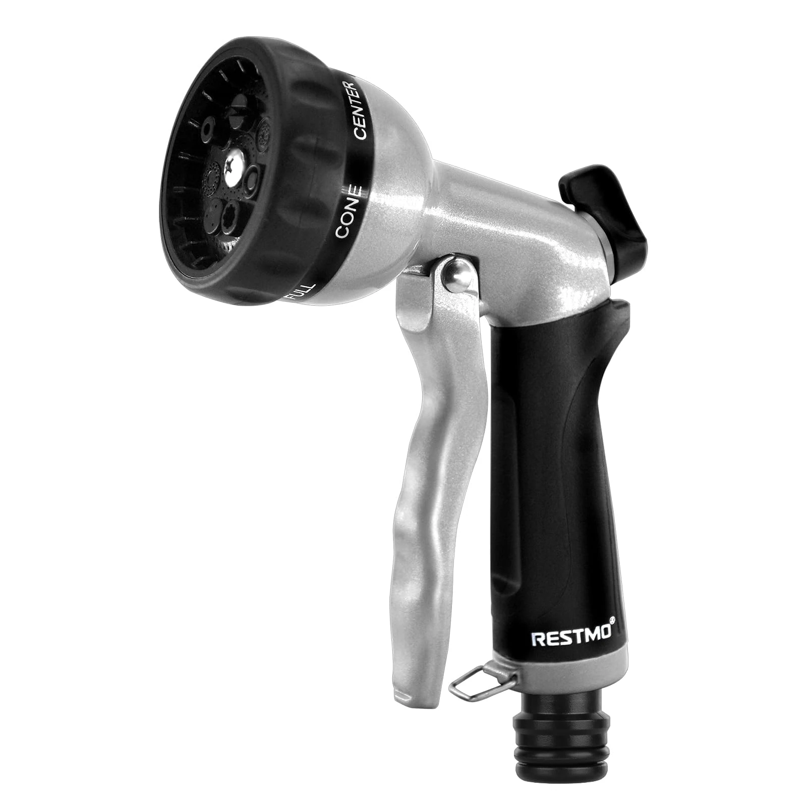 RESTMO Hose Pipe Spray Gun, Heavy Duty Garden Hose Spray Gun, High Pressure Hose Nozzle, Metal Hand Sprayer with 7 Patterns and Water Flow Control, Ideal to Water Plant & Lawn, Wash Car & Pet, Black