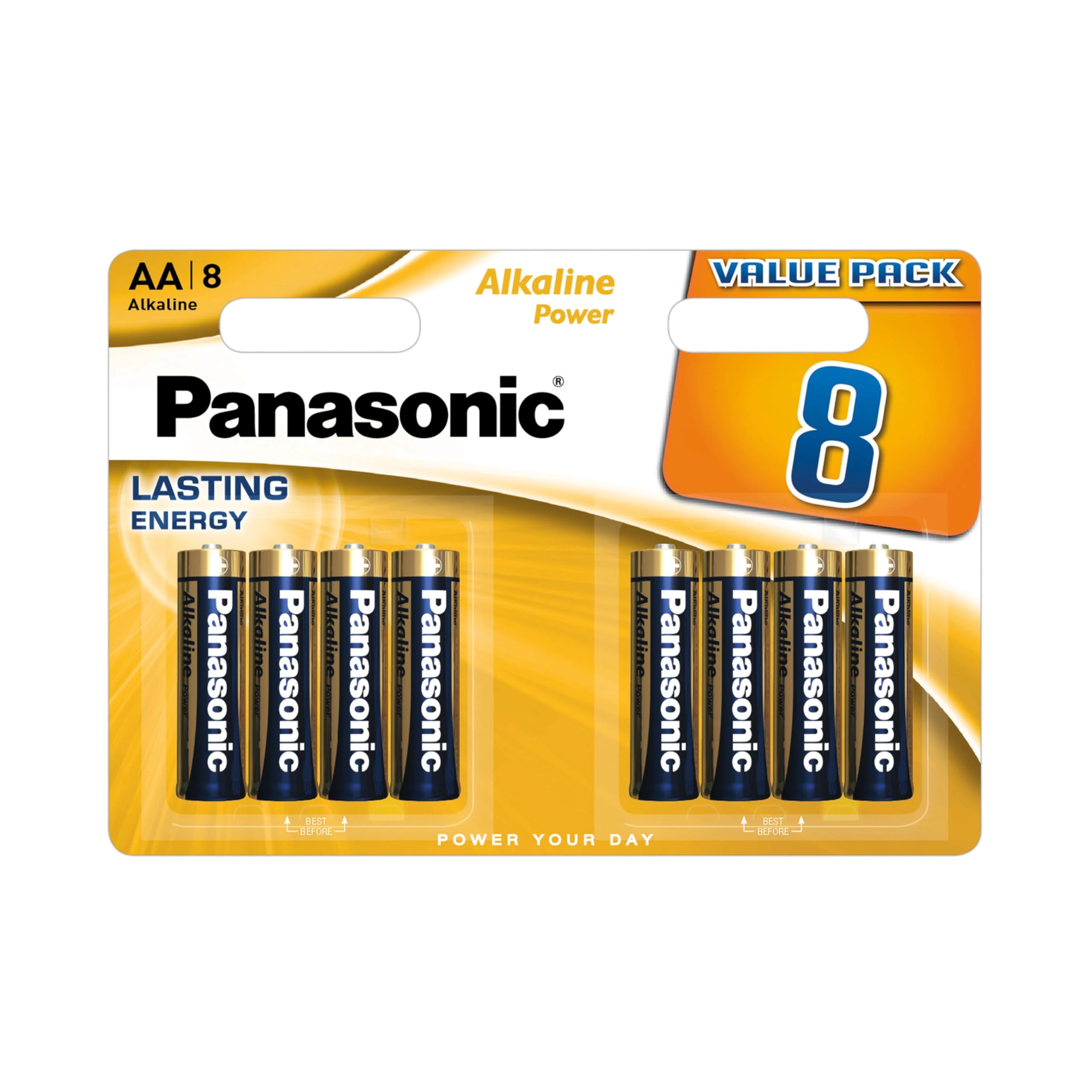 Panasonic, Alkaline Power, AA alkaline batteries, 8 pieces, Mignon, LR6, 1.5V, Anti-Leak Protection, 7 years of storage, best for remote controls, scales, clocks, long-lasting, reliable power